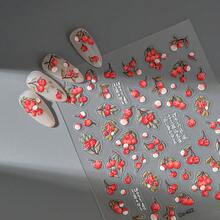 1张水果派对3D立体浮雕果冻贴纸，新款葡萄、草莓、柠檬、苹果贴纸，适合DIY美甲饰品设计 - 彩色 - 查看 9