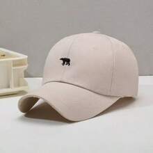 1PC Ladies Versatile Embroidered Baseball Cap, Adjustable Wide Brim Soft Top Bucket Hat, Ladies Bear Embroidered Ponytail Cap - A - View 9