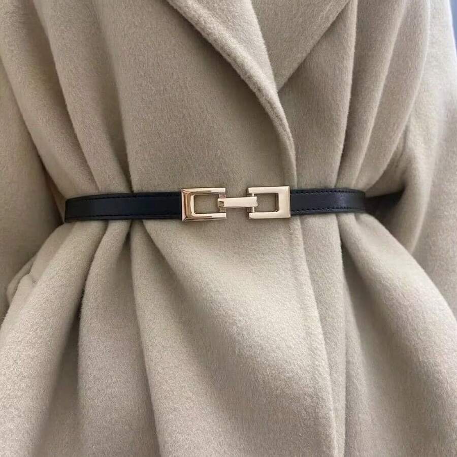 1pc Fashionable Minimalist Elastic Adjustable Buckle Belt - Black - View 1