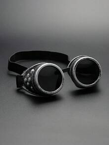 Kính Steampunk tròn màu đen unisex, kính trang trí hóa trang, kính Gothic cho cosplay, sân khấu, tiệc tùng, phụ kiện Halloween, kính râm cho kỳ nghỉ hè, hoạt động ngoài trời, du lịch. - Nhiều màu - Xem 4