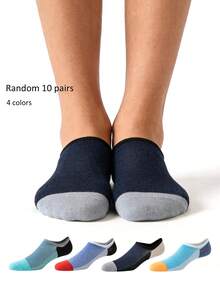 1 Pair/6 Pairs/10 Pairs Men's Shallow Mouth Boat Socks - Multicolor - View 10