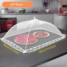 Plus Size Thick Mesh Dining Table Cover, Portable Dust-Proof Kitchen Supplies With Elegant Lace Trim, Perfect For Outdoor BBQ And Family Gatherings, Durable Net Cover - Multicolor - View 5