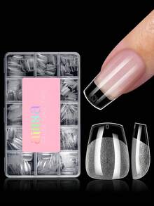 Bộ 120/240/450 móng giả acrylic siêu ngắn hình quan tài, 15 kích cỡ, mặt trong mờ, thích hợp cho các tiệm nail và tự làm móng nghệ thuật hoặc các vật dụng làm móng khác. - Xem 10