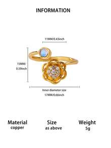 18K Gold Plated Durable Anti-Oxidation Elegant Camellia Rotating Ring, Suitable For Women, Elegant Wedding Jewelry Accessory, Gift For Mother, Daughter, Best Friend - Multicolor - View 13