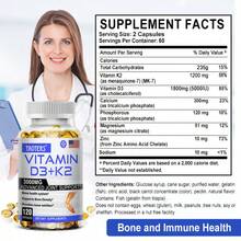 2 IN 1 Formula - Joint & Bone Density & Immune Support - Vitamin D3 K2 3000 Mg Supplement - 120 Softgels - 1 chai - Xem 2