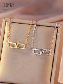 Hihho 1pc Chic Paper Clip Design With Sparkling Zirconia, Exquisite High-End Accent Piece - Paper Clip - View 7