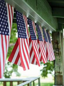 20条/套（6.8米/22.3英尺）美国国旗彩旗，爱国旗帜，适合独立日装饰，大尺寸，7月4日庆祝活动用品。可用于门廊、后院烧烤派对、花园墙面装饰（带挂钩）。 - 多色 - 查看 3