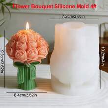 1个花朵造型硅胶蜡烛模具 - 浪漫玫瑰郁金香花束设计，花瓣纹理精致，适合情人节礼物、婚礼装饰、新娘送礼会回礼和卧室装饰 - 花的 - 查看 15