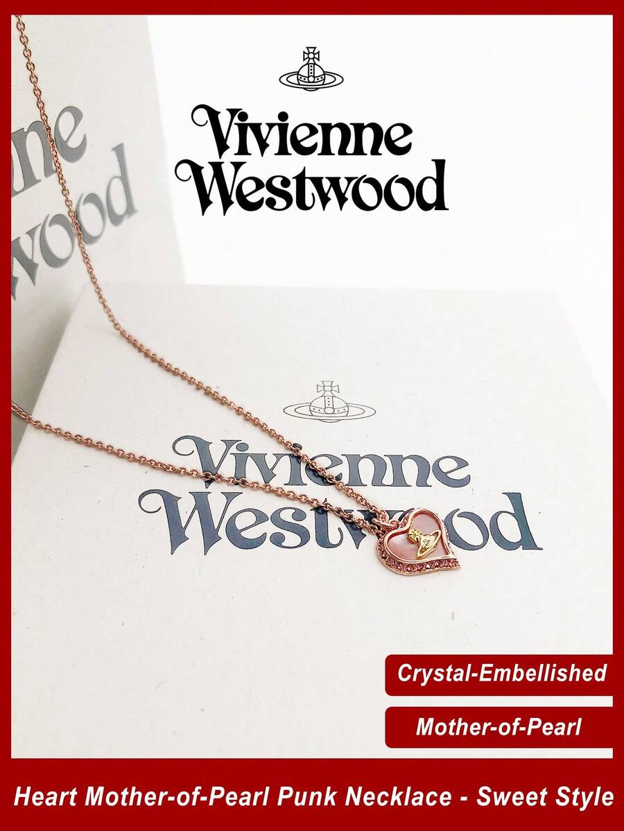Vivienne Westwood Bộ sưu tập mặt dây chuyền Petra hình trái tim, mạ vàng hồng, chất liệu đồng thau. - Hoa hồng vàng - Xem 1