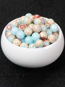 1pc Natural White Striped Stone Beads | DIY Bracelet Accessories, Healing Energy Crystal, Ideal Mother's Day & Easter Gift - Multicolor - View 2