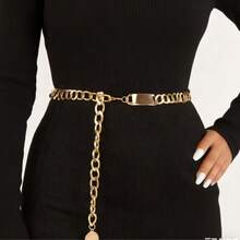 女士时尚金色腰链，适合搭配连衣裙 - 金色 - 查看 6