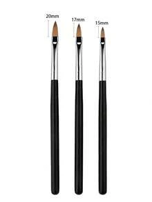 3pcs Professional Acrylic Nail Brush Set, High-Precision 3D Modeling Gel Brush And Seamless Acrylic Drawing Pen, Suitable For Nail Extension, Sculpting And Carving Design, Multi-Purpose, Help You Create Exquisite Nail Art - Black - View 5