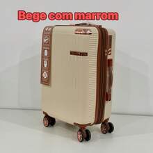Carry-On Suitcase 10kg 360 Wheels Handbag Travel - Beige With Brown - View 1