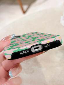1pc Refreshing Floral Print Perforated Glossy 2-In-1 Phile Shell Full Coverage Hard Phone Case Compatible With IPhone 11/12/13/14/15/16 Pro Max, International Version,  Not The Domestic Version - Multicolor - View 5