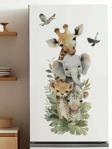 Watercolor Cute Animal Wall Stickers, Cartoon Giraffe Elephant Squirrel Cat Bear Wall Decals, Removable Self-Adhesive Mural Stickers For Nursery, Kids Room, Bedroom, Living Room, Home Decor, Room Decor, Stickers, Wall Decor, Kitchen Decor, Bathroom Decor, Decor, Wall Art, Bedroom Decor, House Decor, Peel And Stick Wallpaper, Wall Paper Peel And Stick, Wall Art For Living Room - Multicolor - View 4