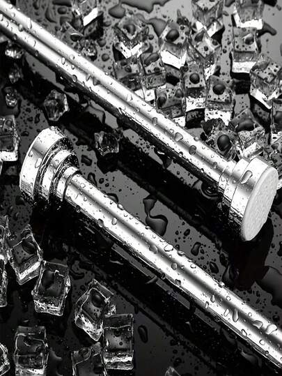 1 pieza Barra de tensión de acero inoxidable, barra de cortina telescópica ajustable, fácil instalación, adecuada para baño, sala de estar, dormitorio. Barra de armario de metal durable, riel de ropa extensible, barra de cortina de ducha, secadora, organizador de alta resistencia con extremos de plástico, función de divisor de habitación