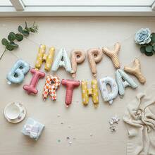 13件套生日快乐气球套装，含布艺生日快乐字母串，适用于一周岁生日、生日场景装饰、生日派对、拍照道具、迎婴派对、室内外装饰 - 彩色 - 查看 5