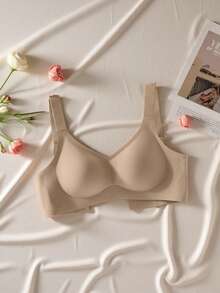 3pcs Set Minimalist Comfortable Sports Bras For Women, Wireless Seamless Solid Color Bras - Multicolor - View 4