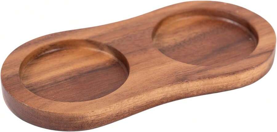 Salz- und Pfefferschleifplatte, Innendurchmesser 5,5 cm, Schleifbechermatte für zwei Schleifmaschinen, aus Holz, Esstischschutzmatte (ohne Pfefferschleifmaschine und Salzschleifmaschine) - Braun - Übersicht 1
