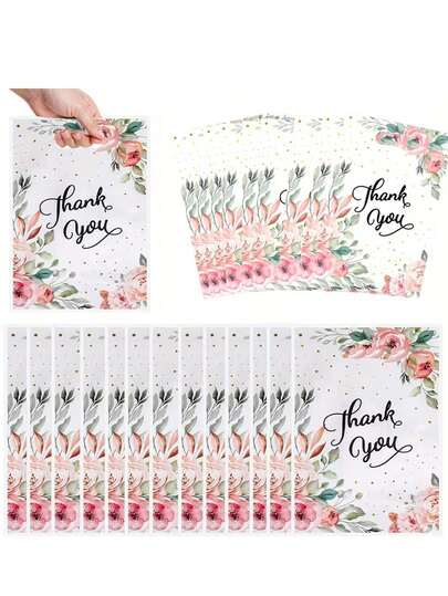 30pcs Floral "Thank You" Gift Bags-Adorned With Exquisite Floral Patterns And The Words "Thank You," These Bags Are Perfect For Packaging Gifts, Accessories, And Candies, Making Them Ideal For Mother's Day, Birthday Parties, Weddings, Themed Gatherings, Graduation Celebrations, And Bachelorette Parties.