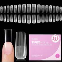 Beetles Tipex Lite Pre-Built Apex Nail Tips, Square Short, 16 Sizes | 00-14, Flat-Nail Friendly Acrylic Tips For Natural Nail Beds, Easy For Beginner DIY - 256 chiếc bút xóa Tipex Lite-Square dài - Xem 8