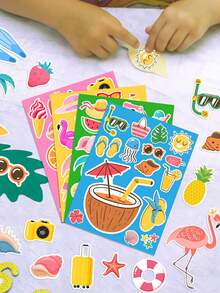 4 Sheets/48PCS Summer Beach Stickers,Beach Vinyl Waterproof Stickers For Scrapbooking,Water Bottles,Envelopes,Laptop, Hawaii Tropical Stickers For Summer Party For Birthday Invitations Envelopes Decorations Party Goodie Gifts Bags Decor - View 2