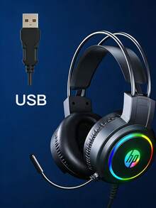HP Headset Gaming H100: Efek pencahayaan RGB dinamis multi-warna, pengalaman audio yang imersif, mikrofon peredam kebisingan yang jernih, ikat kepala adaptif, peralihan mode ganda, kompatibel dengan PC dan ponsel. - View 7