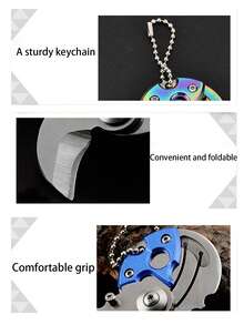 1pc Men's Outdoor Mini Folding Knife Keychain, Multi-Functional Portable Pocket Knife For Camping, Hunting, Backpack Decoration, Car Key Chain, DIY Accessory, Boyfriend Birthday Gift - Multicolor - View 10