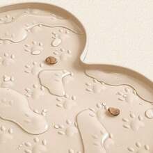 1PC Bone Shape Non-Slip Silicone Pet Placemat, Raised Edge Pet Feeding Tray For Food And Water, Anti-Spill Feed Mat For Small Medium Dogs And Cats, Easy Clean Purable Bowl Mat - Màu be-l - Xem 3