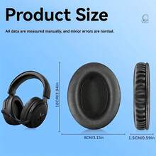 1 对通用耳罩套 - 椭圆形耳罩（60mm–110mm），适用于耳机；通用椭圆形耳垫 - 通用椭圆形加厚泡沫耳罩套；柔软舒适；适用于网吧和家庭使用；椭圆形耳罩搭配加厚耳垫套 - 黑色 - 查看 3