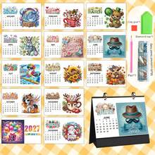 2027 Calendrier de peinture de diamant à motif mignon pour les vacances, Calendrier du Nouvel An, Calendrier de bureau, Chaque page a des motifs différents, Fait main créatif, Support de calendrier pour décoration de bureau, salon, Décoration de vacances, Cadeau pour petite amie, Cadeau sincère, Cadeau parfait, Cadeau de Nouvel An, Cadeau de Noël - Ensembles - Voir 24