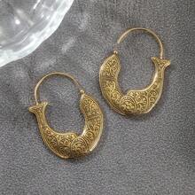 创意金色设计圈形耳环，复古波西米亚风格手工饰品，精致礼物，适合女性和女孩 - 銅色 - 查看 5