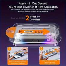 RQVQJ 3Pcs Tempered Glass For IPhone 17 Air 16 15 14 13 12 11 Pro Max XR X XS Max 16 15 14 Plus 16e 17e Screen Protector Dust Free Installation With Easy Full Coverage Positioning Installation Box - 3PCS - View 2