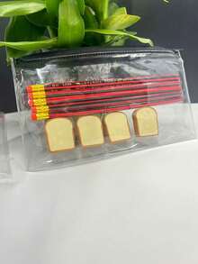 1pc/5pcs/10pcs Transparent Pencil Case/Cosmetic Bag, Suitable For School And Office Supplies, Made Of Clear Material For Easy Viewing - Multicolor - View 4
