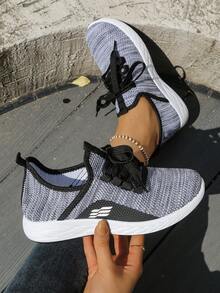 2026 Spring/Summer New Lightweight Knitted Casual Shoes, Breathable Mesh Soft Bottom Shock-Absorbing Daily Sports Shoes - Black - View 5