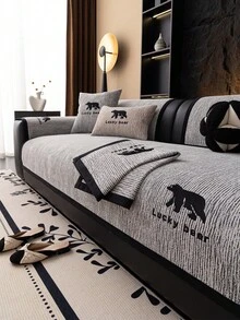 SANMOSPIN 1pc Luxury Chenille Sofa Cushion, Suitable For All Seasons, Minimalist Modern Style, Machine Washable, Pet-Friendly, Fits 1/2/3/4 Seater Sofa, Bedroom, Living Room Decor - Dark Grey - View 4