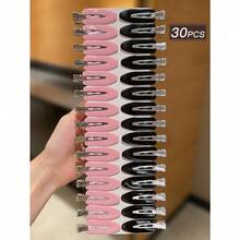 30pcs Women's Solid Color Hair Clips, Minimalist Style, Black, Pink, Small Clips, Alligator Clip Design, Hair Accessories, Suitable For Casual Daily And Outdoor Wear, Cute Accessories, Valentines Accessories, Head Accessories, Hairpin - 彩色 - 查看 5