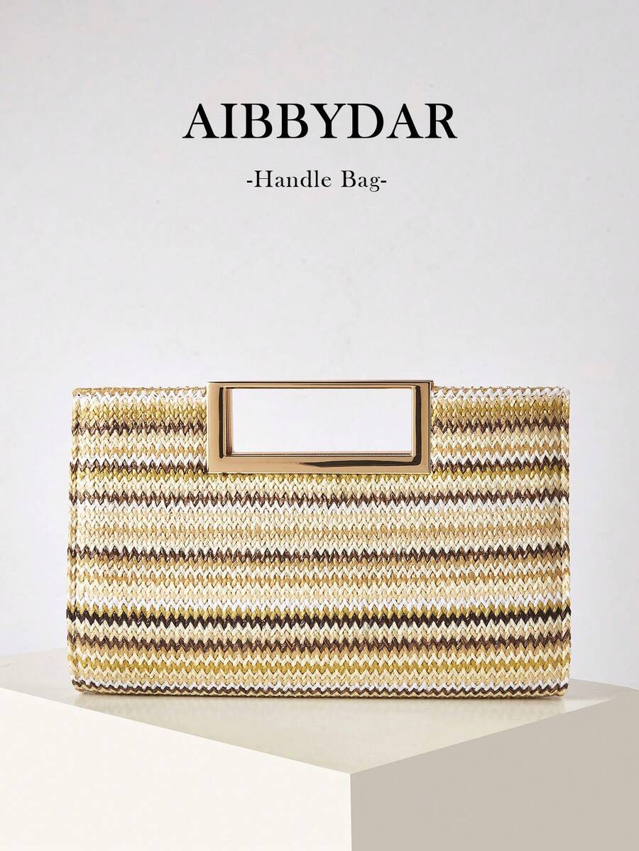 AIBBYDAR 女款時尚編織手提包,休閒簡約百搭斜挎包,度假海灘必備款 - 彩色 - 查看 1