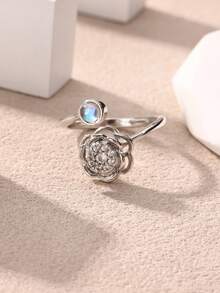 18K Gold Plated Durable Anti-Oxidation Elegant Camellia Rotating Ring, Suitable For Women, Elegant Wedding Jewelry Accessory, Gift For Mother, Daughter, Best Friend - Multicolor - View 8