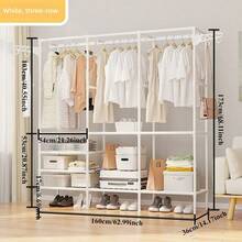 1pc Reinforced Metal Clothes Hanger Rack + Thickened Hook Combo, Independent Structure Saves Space, Smooth Coating Anti-Scratch & Wear-Resistant, Quick Assembly No Complex Tools, Black Fashionable Appearance Matches Various Decor, Stores Clothes, Shoes, Accessories All-In-One, Applicable To 92 Scenarios, 68 Household Recommended, Strong Load-Bearing Stable No Shaking, Keeps Space Neat And Organized - Multicolor - View 16