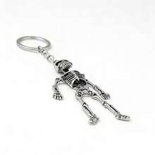Cartoon Skull Keychain, Fashionable Backpack/Handbag Pendant, New Accessory, Large Funny Quirky Keychain - Grey - View 3