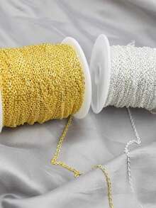 10m/Roll Solid Color Flat Cross Steel Chain, Steel & Gold Color Chains, Jewelry Making Metal Chain - Stainless Steel Chain - View 3