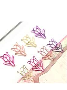 Wholesale 10-Pack Random Flower-Shaped Paper Clips, Tulip Cartoon Cute Metal Bookmark. Round Paper Clips For Document Classification, Paper Fasteners, Metal Cartoon-Shaped Paper Clips, Irregular Round Paper Clips - Various Styles Of Paperclips - View 1