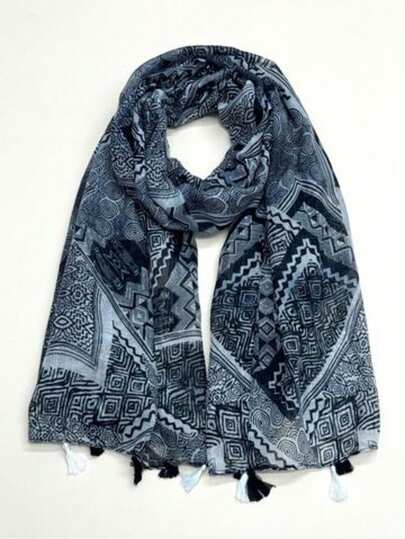 1pc Women's Simple Printed Scarf, Fashion Scarf, New Sunscreen Beach Shawl, Cotton Linen Feel Shawl For Women