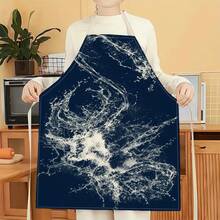 1件水花图案围裙，创意趣味时尚印花围裙，厨房烹饪清洁围裙，创新家居围裙 - 彩色 - 查看 17