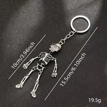 Cartoon Skull Keychain, Fashionable Backpack/Handbag Pendant, New Accessory, Large Funny Quirky Keychain - Grey - View 5