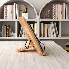 8-stufiger einstellbarer Holz-Leseständer | Ergonomischer Vintage Buchständer - Faltbarer Tischhalter mit hochelastischer Klemme, geeignet für Bücher, Laptops, Tablets und Zeichnen - Verschiedenfarbig - Übersicht 12