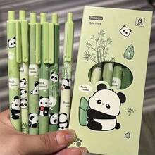6pcs/Box Panda Themed Retractable Ballpoint Pens, Suitable For Student Stationery, Prizes And Gifts - One Size - View 10