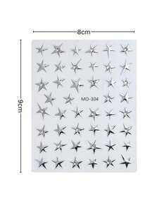 1pc Silver Star Face Sticker | Rhinestone Glitter Eye Makeup Decor, 3D Pentagram Sticker, Create Y2K Sweet Makeup, Music Festival Photo Atmosphere, Y2K, Kpop, Face Glitter, Carnival, Face Sticker, 3D Sticker, Face Jewel, Decorative Sticker - Multicolor - View 6