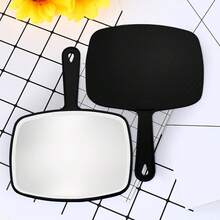 High Definition Handheld Makeup Mirror, Barber's Hand Mirror, Large Oval Beauty Salon Makeup Mirror, Portable Wall-Mounted Mirror, Multi-Function Hand Mirror, Distortion-Free Reflection, Black - View 1